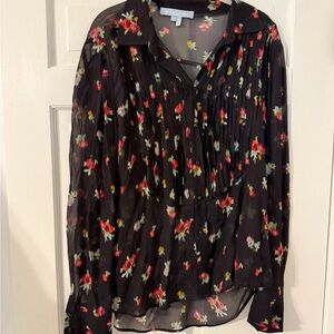 Elegant Black Floral Sheer Blouse